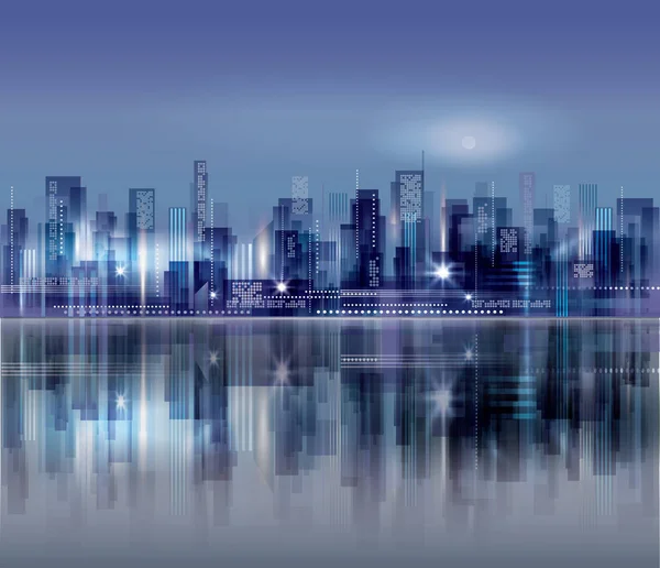 Ciudad moderna noche skyline — Vector de stock