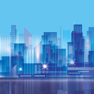 Modern gece şehir manzarası