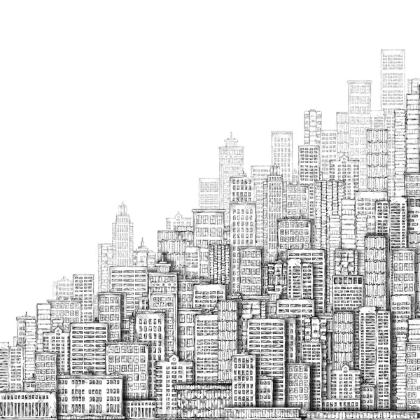 City landmark background. Hand drawn illustration — Stock Photo, Image