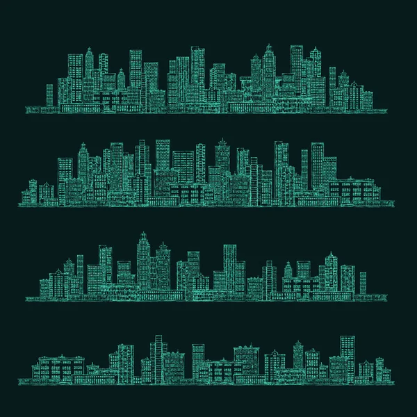 Historia histórica de la ciudad por la noche. ilustración dibujada a mano — Foto de Stock