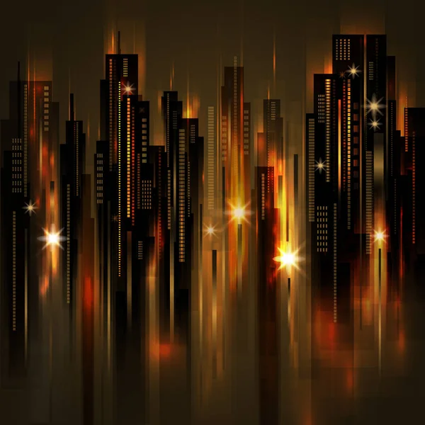 Night city skyline, vektorillustration — Stock vektor
