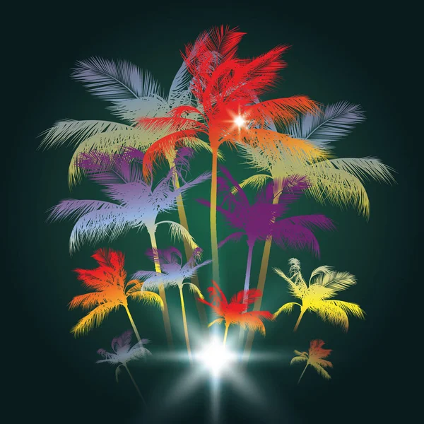 Fond tropical avec palmier - Illustration vectorielle — Image vectorielle