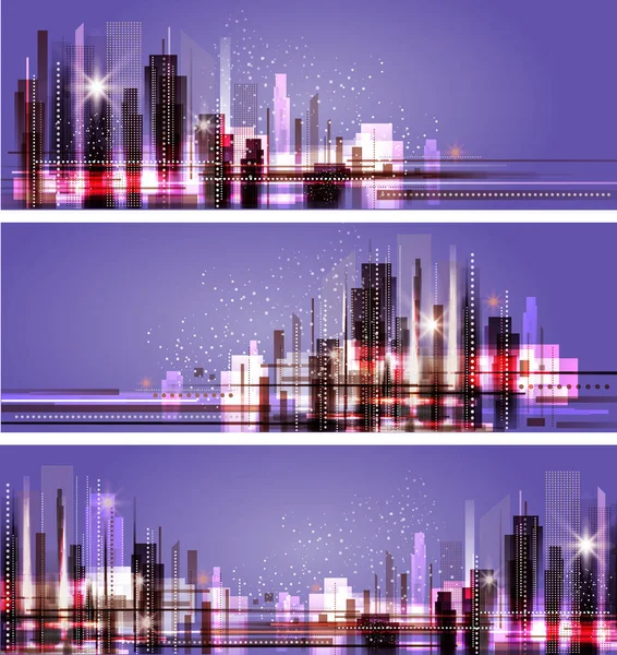 Night city background, vector illustration — Stock Vector