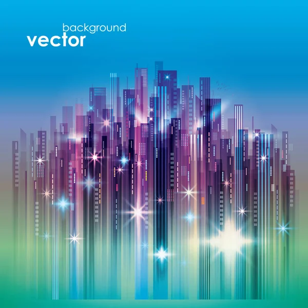 Noční městské panorama, vektorové ilustrace — Stockový vektor