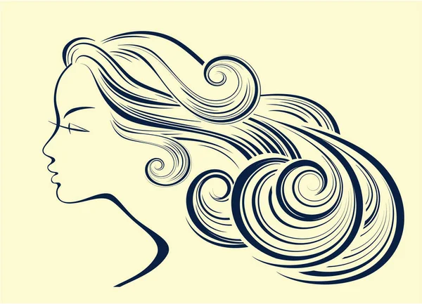 Silueta estilo cabello de mujer. Perfil de moda femenina. Ilustración vectorial . — Vector de stock