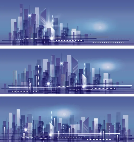Moderne ville nocturne skyline — Image vectorielle