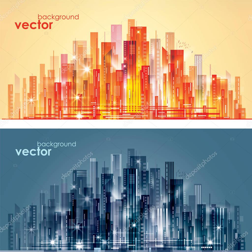 Download Night city skyline, vector illustration — Stock Vector ...