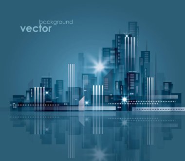 Gece cityscape. Vektör çizim