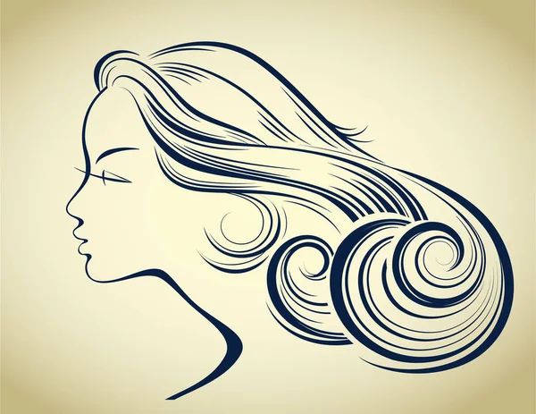 Silueta estilo cabello de mujer. Perfil de moda femenina. Ilustración vectorial. Chica vector aislado . — Archivo Imágenes Vectoriales