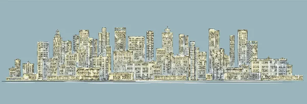 Fond skyline de la ville. Vecteur dessiné à la main — Image vectorielle