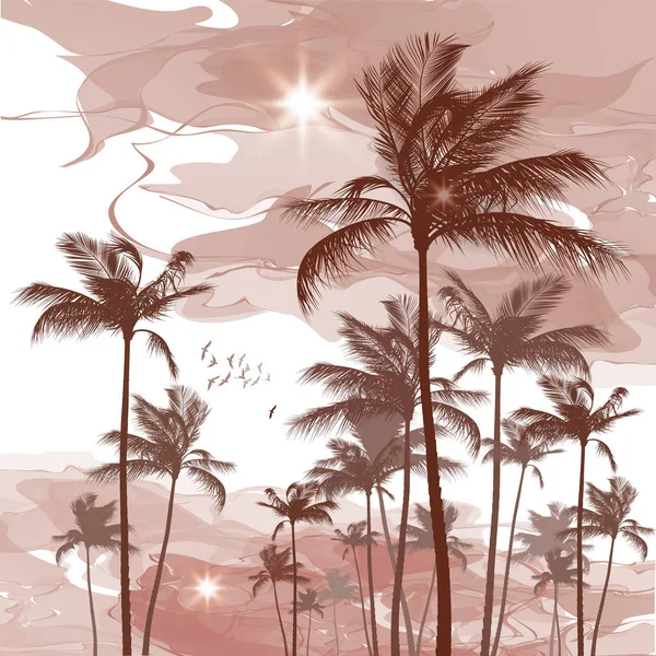 Tropické palmy strom pozadí — Stockový vektor