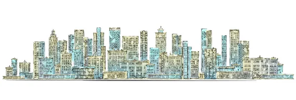 City skyline achtergrond. Hand getekende vector — Stockvector