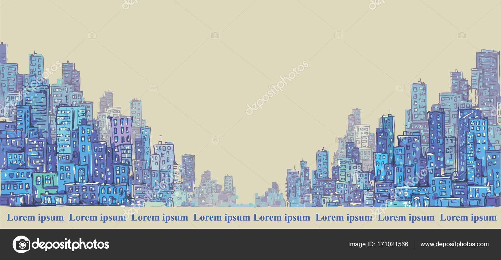 City Panorama Hand Drawn Cityscape Drawing Architecture