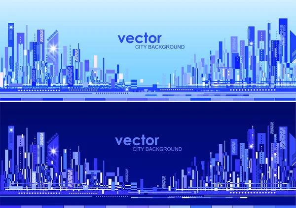 Futuristic velkoměst ve dne i v noci — Stockový vektor