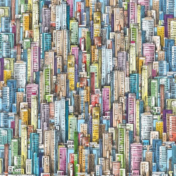 Fondo de la ciudad. Vector dibujado a mano — Vector de stock