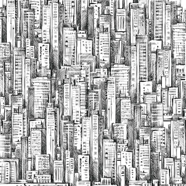 Ciudad Fondo dibujado a mano — Vector de stock