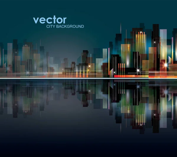Abstraktní noční pozadí se siluetou města — Stockový vektor