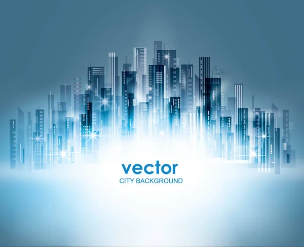 Nocy podświetlane panoramę miasta, ilustracji wektorowych — Wektor stockowy