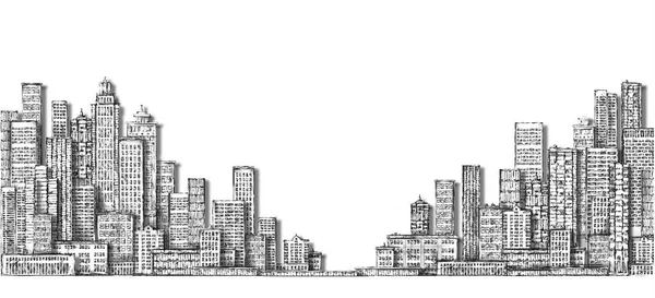 City landscape sketch. Hand drawn illustration — Stock Photo, Image