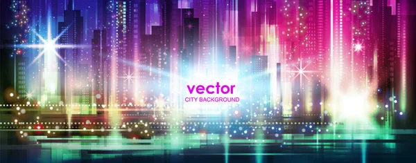 Vektorový pozadí noční město s zářící světla — Stockový vektor