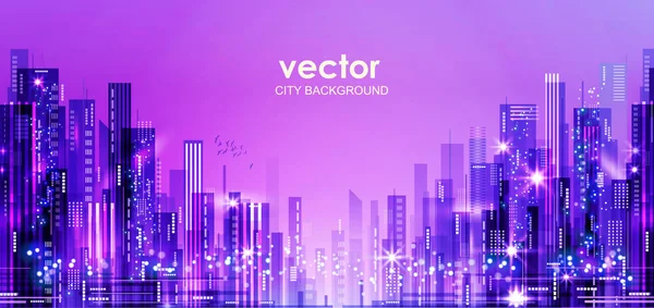 Illustrazione vettoriale della città del tramonto — Vettoriale Stock