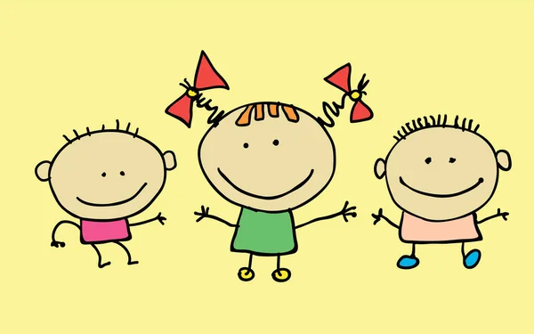 Söta tecknade barn, flicka och pojke — Stock vektor