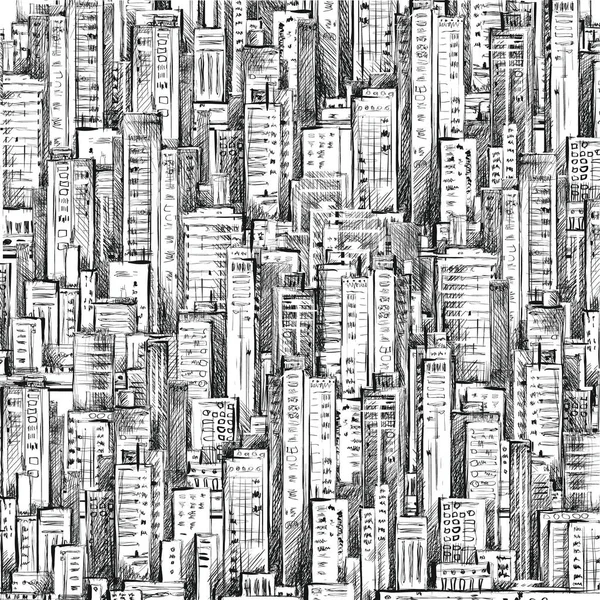 Cidade desenhada à mão, ilustração vetorial — Vetor de Stock