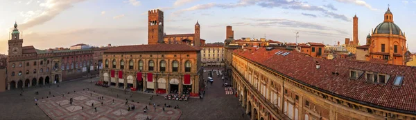 Panoramatický Pohled Piazza Maggiore Bologna — Stock fotografie
