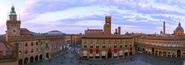 Panoramatický Pohled Piazza Maggiore Bologna — Stock fotografie