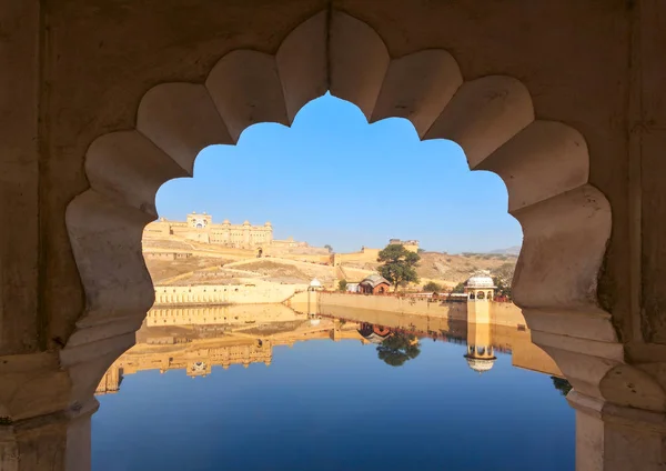 Maota Lake e Amber Fort a Jaipur, Rajasthan, Ινδία, Ασία — Φωτογραφία Αρχείου