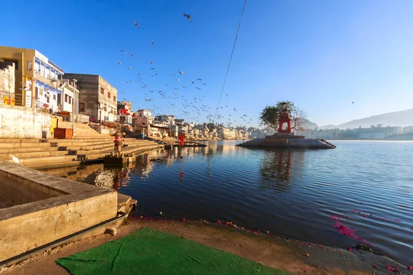 Πανοραμική Θέα Της Ιερής Λίμνης Στο Πούσκαρ Της Ινδίας Pushkar — Φωτογραφία Αρχείου