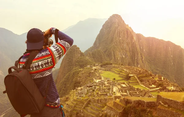 Machu Picchu Cusco Bölgesi Peru Tarım Teraslarına Genel Bakış Wayna — Stok fotoğraf