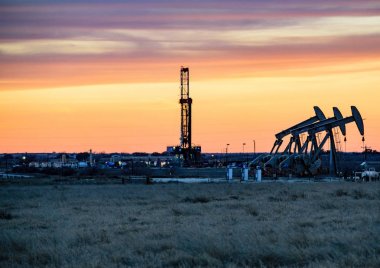 American Drilling Rig at Sunset  clipart