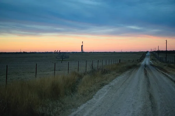 Amerikaanse Booreiland Bij Zonsondergang — Stockfoto