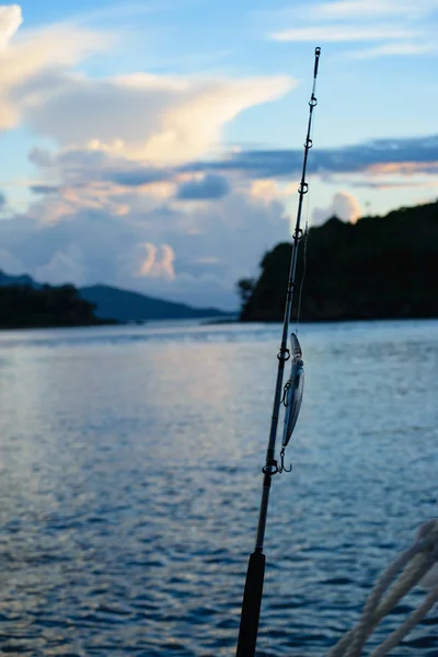Рыбалка Закате Лодки — стоковое фото