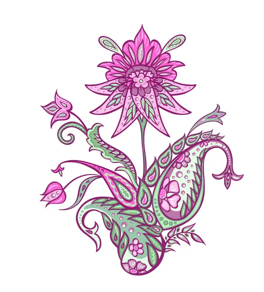 Bouquet Motif Paisley Aux Couleurs Pastel Motif Buta Floral Oriental — Image vectorielle