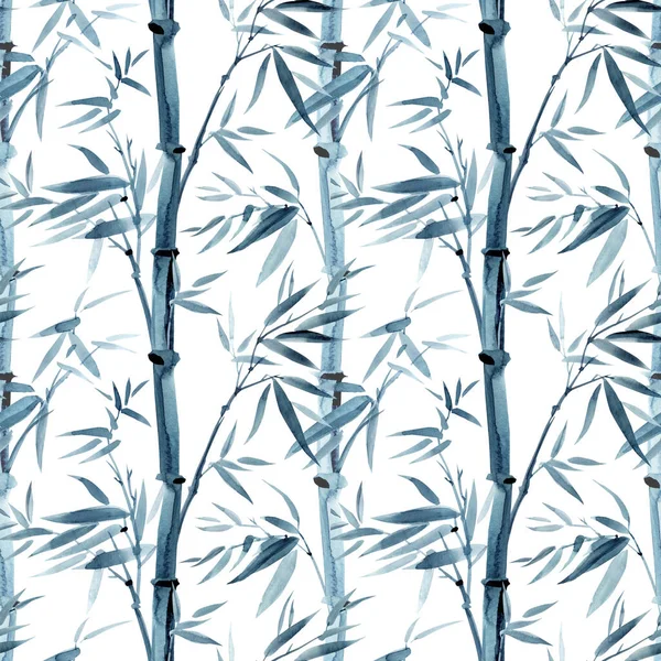 Padrão Sem Costura Bambu Fundo Branco Ilustração Aquarela Impressão Para — Fotografia de Stock