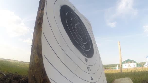 Paper target of the sky in which a bullet misses — Stock Video