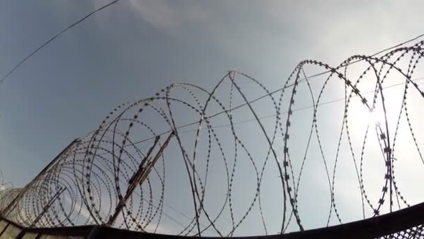 Fence in the prison of power of detention. Inner classic prison landscape. Russia — Stock Video