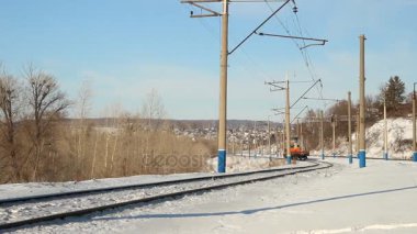 Ufa - Aralık 14: Demiryolu. Teknik tren (tramvay) bir toplantı odasına 14 Aralık 2014 Ufa, Rusya'da devam ediyor.