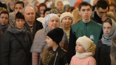 Ufa, Rusya - 9 Nisan 2017: Ufa Katedrali. Palm Pazar, bir Ortodoks tatil, İsa'nın Kudüs'e giriş