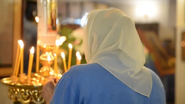 Gelovigen Kerk Russisch Orthodoxe Kerk — Stockvideo