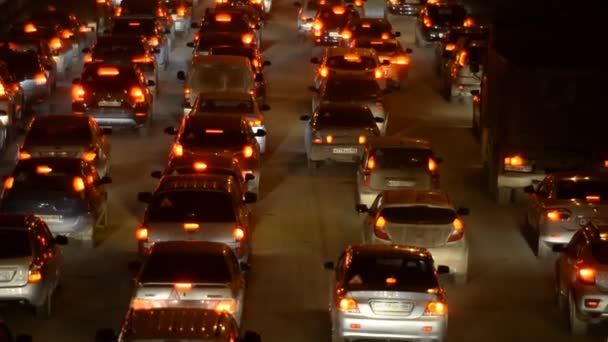 Ufa Lut Samochód Korku Autostradzie Wieczór Noc Światła Lutego 2018 — Wideo stockowe