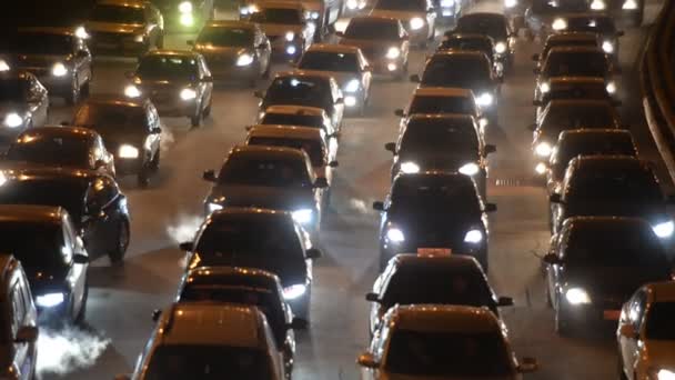 Oufa Février Embouteillage Sur Autoroute Soirée Nuit Phare Février 2018 — Video