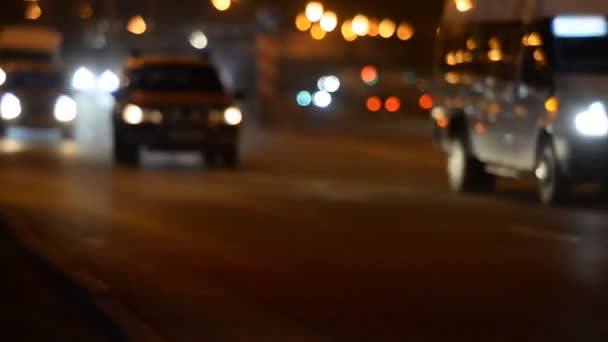 Νυχτερινή Κυκλοφορία Αυτοκινήτων Πόλη Αυτοκινητόδρομο — Αρχείο Βίντεο