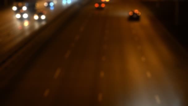 Nacht Auto Verkeer Snelweg Stad — Stockvideo