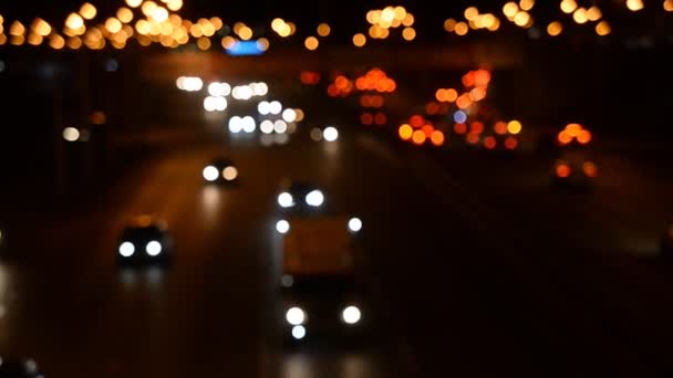 Nacht Autoverkehr Autobahn Stadt — Stockvideo