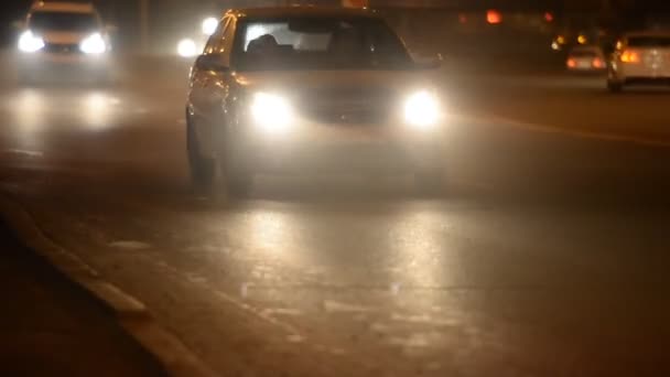 Nocny Ruch Samochodowy Autostrady Miasta — Wideo stockowe