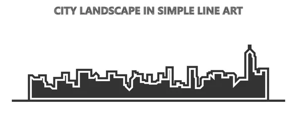 Απλή σκούρο γκρι γραμμή της πόλης τοπία σε εικονογράφηση διάνυσμα σε λευκό φόντο — Διανυσματικό Αρχείο