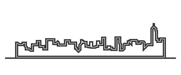 Egyszerű vonal városi tájak, fehér háttér vektor illusztráció — Stock Vector